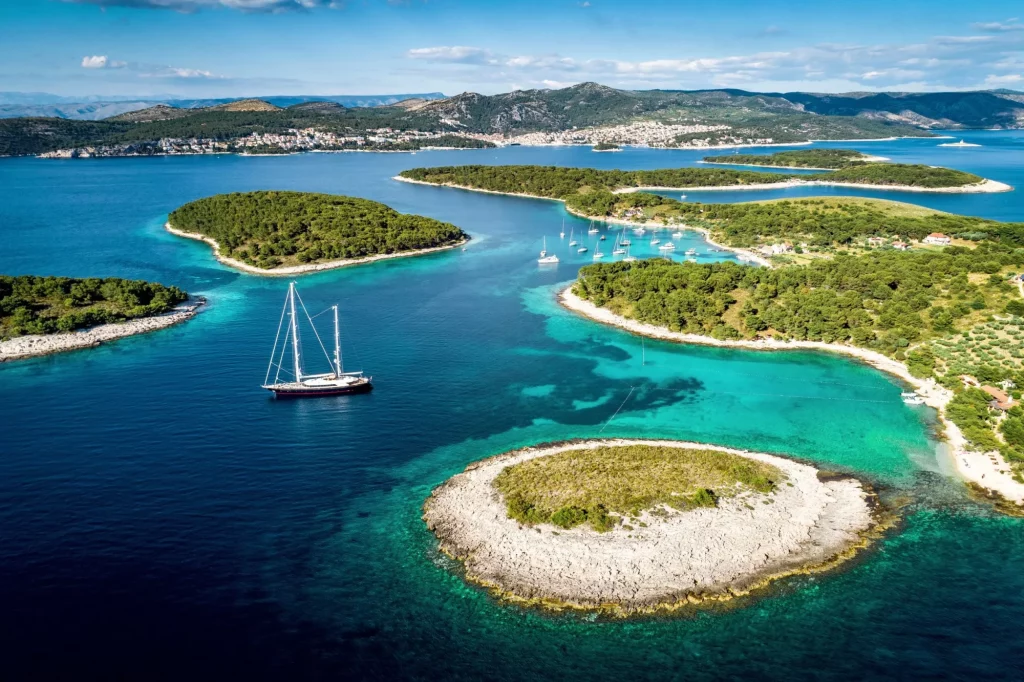 Aerial view of Paklinski Islands
