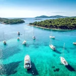 Aerial view of Paklinski Islands in Hvar, Croatia.