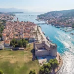 Aerial view of Trogir in summer, Croatia