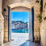 City gate Trogir. / View at mediterranean town Trogir in Croatia, Europe.
