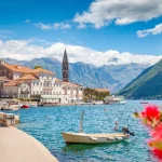 Historic town of Perast at Bay of Kotor in summer, Montenegro