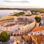 Pula amfitheater in de ochtend, Kroatië